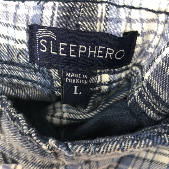 NEW SLEEP HERO Navy Plaid Flannel Lounge Set-Sze L - Picture 9 of 10